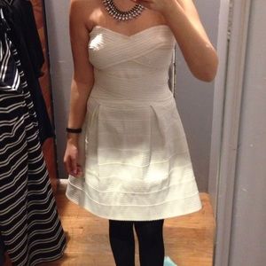 Cream fit and flare bandage dress